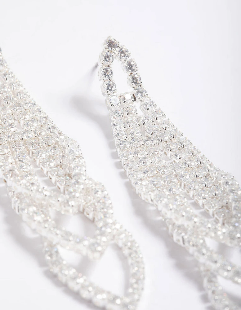 Cubic Zirconia Graduated Loop Cupchain Earrings