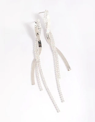 Cubic Zirconia Snake Cupchain Drop Earrings