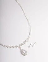 Cubic Zirconia Diamond Pear Stone Necklace Set