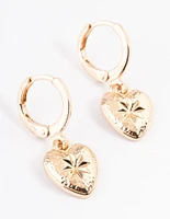 Gold Celestial Heart Huggie Earrings