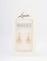 Gold Celestial Heart Huggie Earrings