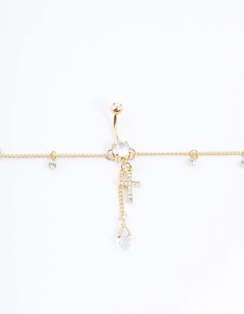 Gold Plated Surgical Steel Cross Belly Chain