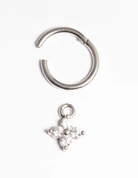 Surgical Steel Cubic Zirconia Flower Clicker Ring