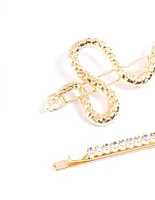 Gold Diamante & Snake Clips Pack