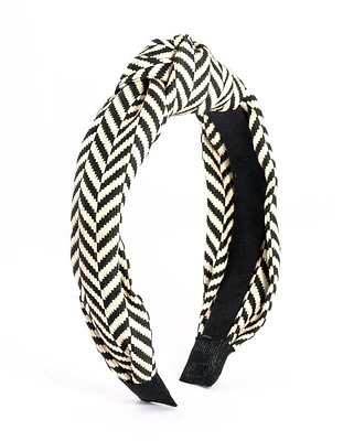 Black & White Fabric Woven Print Fabric Headband