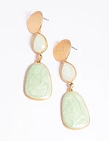 Worn Gold Stone Drop Earrings