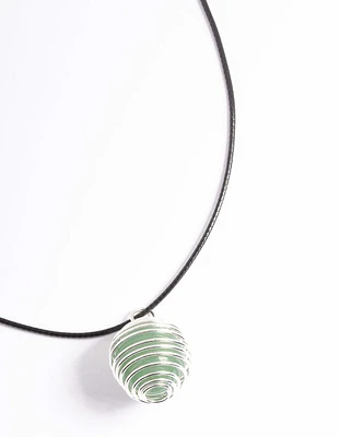 Silver Green Adventurine Spiral Cord Necklace