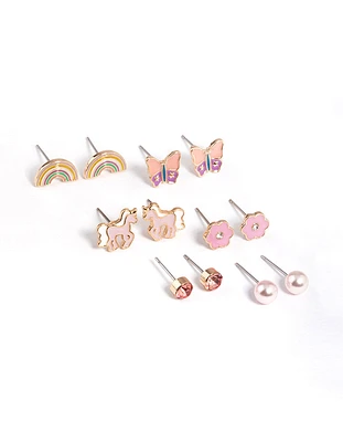 Kids Unicorn Garden Stud Earrings 6-Pack