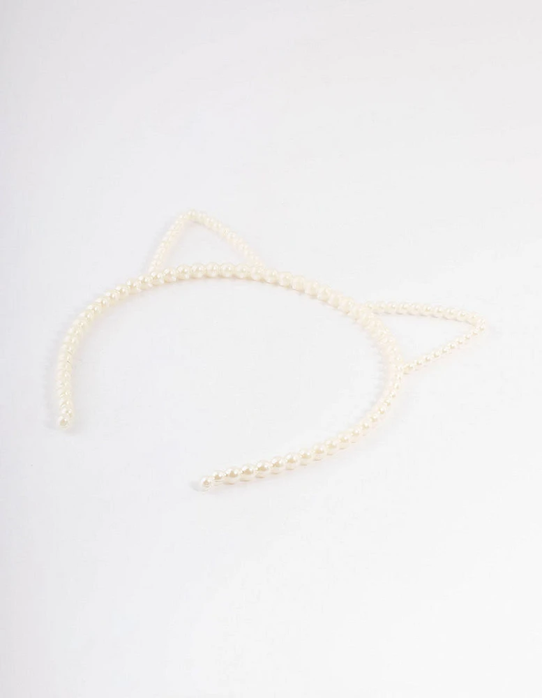 Kids Plastic Cat Ear Pearl Headband