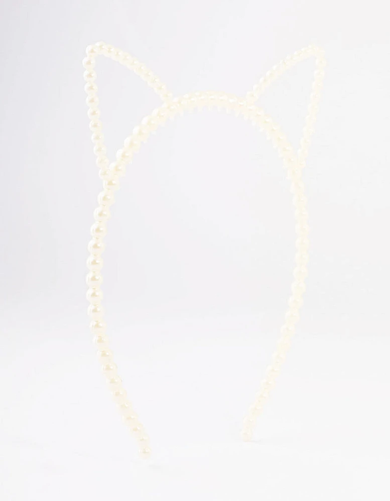 Kids Plastic Cat Ear Pearl Headband