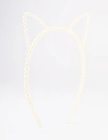 Kids Plastic Cat Ear Pearl Headband