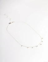 Silver Diamante Stone Droplet Necklace