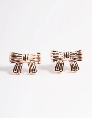 Rose Gold Bow Stud Earrings