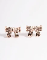 Rose Gold Bow Stud Earrings