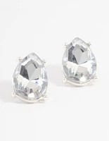 Silver Pear Stud Earrings