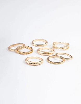 Gold Plain Molten Twist Ring 8-Pack