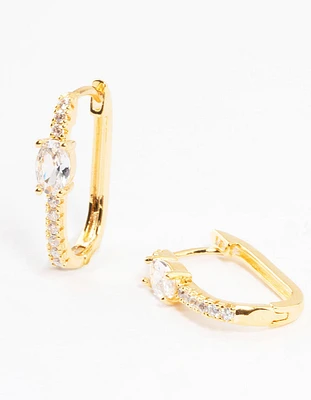 Gold Plated Cubic Zirconia Huggie Earrings