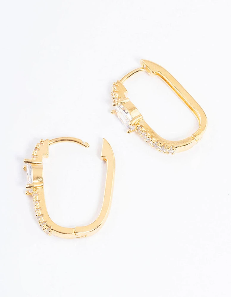 Gold Plated Cubic Zirconia Huggie Earrings