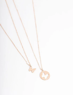 Rose Gold Butterfly Cut Out Necklace Pack