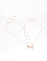 Rose Gold Best Friend Butterfly Necklace Pack