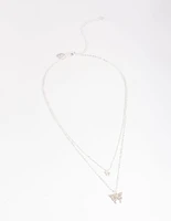 Silver Dainty Diamante Butterfly Necklace