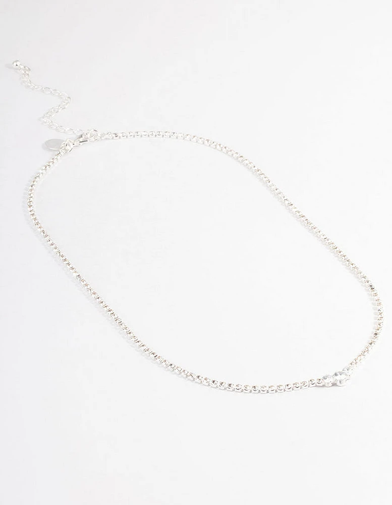 Silver Cupchain Diamante Necklace