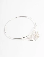 Silver Love Mix Charm Bangle