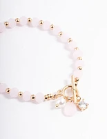 Gold Pearl & Diamante Beaded Bracelet