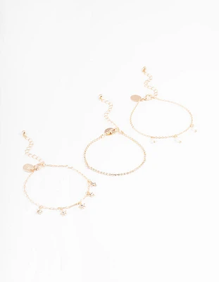 Gold Dainty Pearl & Star Bracelet Pack