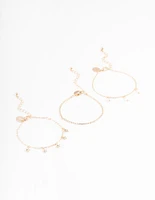 Gold Dainty Pearl & Star Bracelet Pack