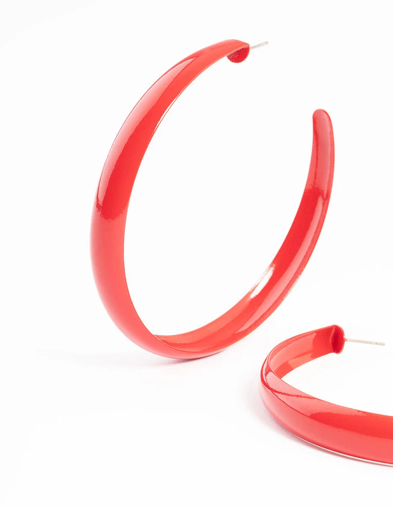 Red Rubber Coated 60mm Hoop Earrings