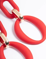 Red Rubber Coated Link Drop Earrings