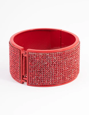 Red Statement Diamante Clamp Bracelet