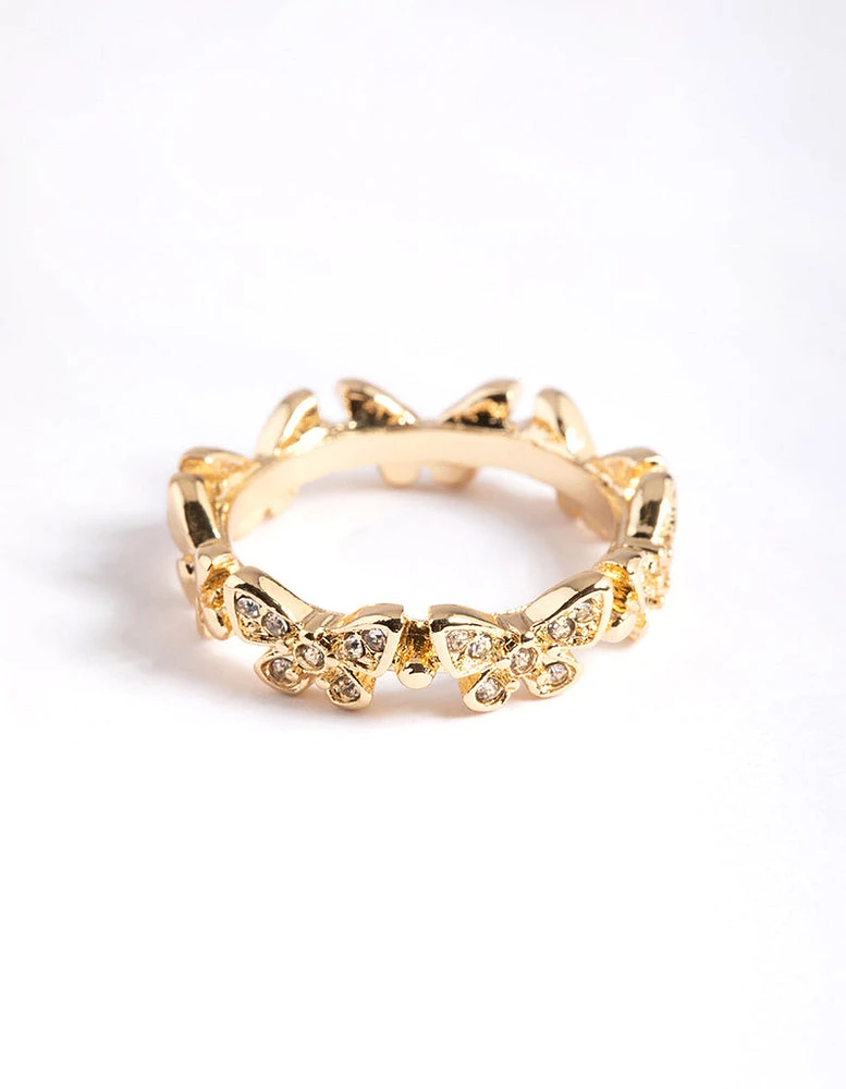 Gold Plated Butterfly Band Ring