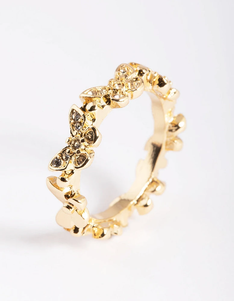 Gold Plated Butterfly Band Ring