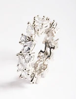 Rhodium Cubic Zirconia Vine Band Ring