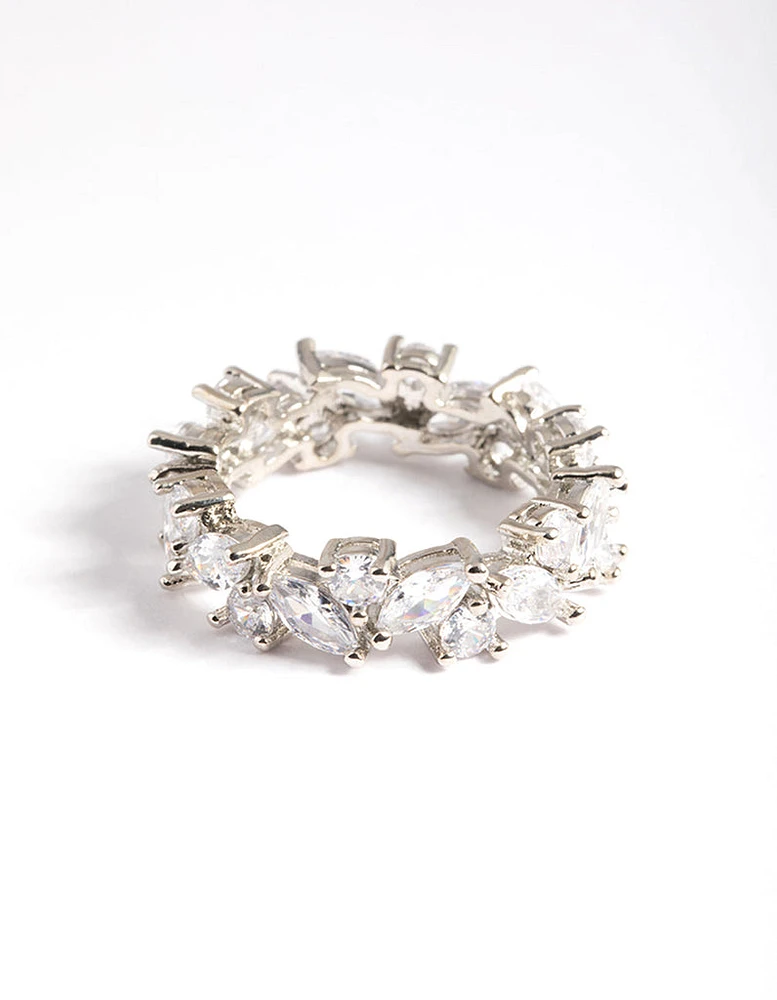 Rhodium Cubic Zirconia Vine Band Ring