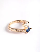 Gold Pear Cross Over Ring