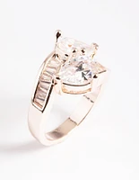 Rose Gold Cubic Zirconia Pear Crossover Ring