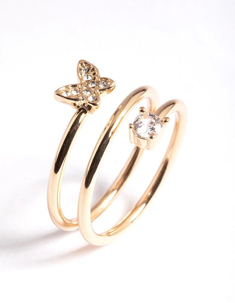 Gold Mini Butterfly Wrap Ring