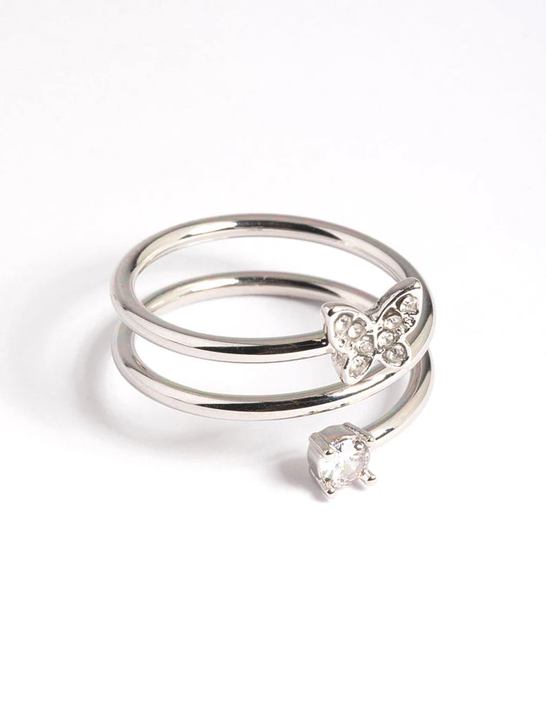 Rhodium Mini Butterfly Wrap Ring