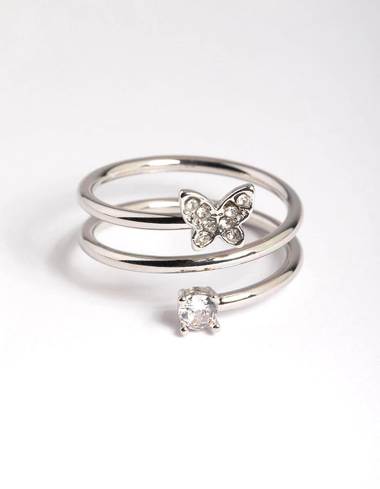 Rhodium Mini Butterfly Wrap Ring