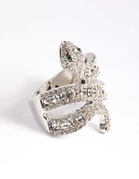 Rhodium Baguette Snake Ring