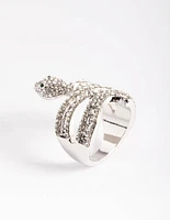 Rhodium Baguette Snake Ring