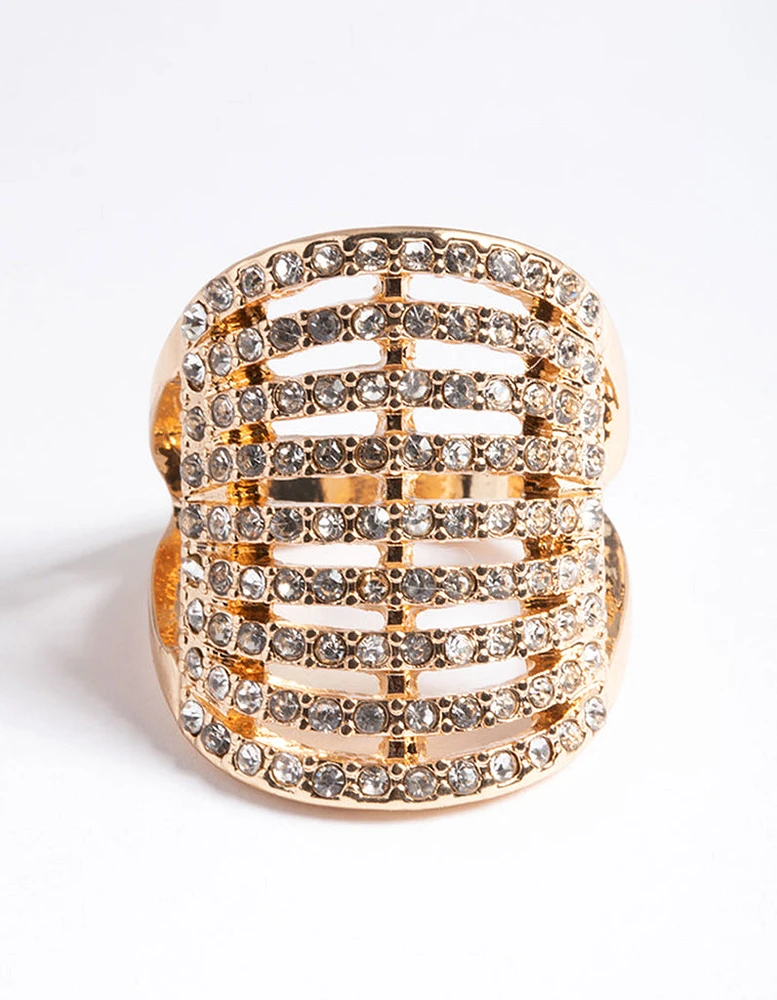 Gold Multi Diamante Cocktail Ring