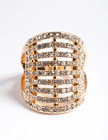 Gold Multi Diamante Cocktail Ring