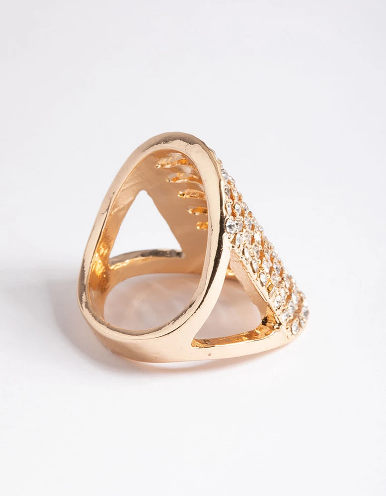 Gold Multi Diamante Cocktail Ring