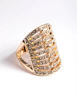 Gold Multi Diamante Cocktail Ring