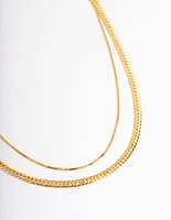Gold Plated Small & Medium Mix Chain Two Layered Necklace