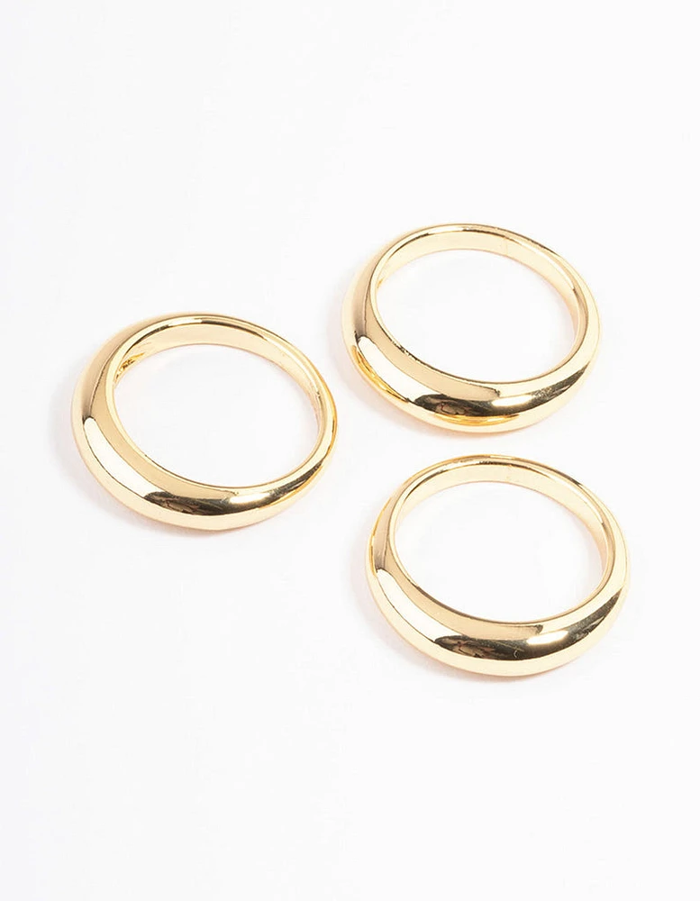 Gold Plated Medium Dome Ring Pack